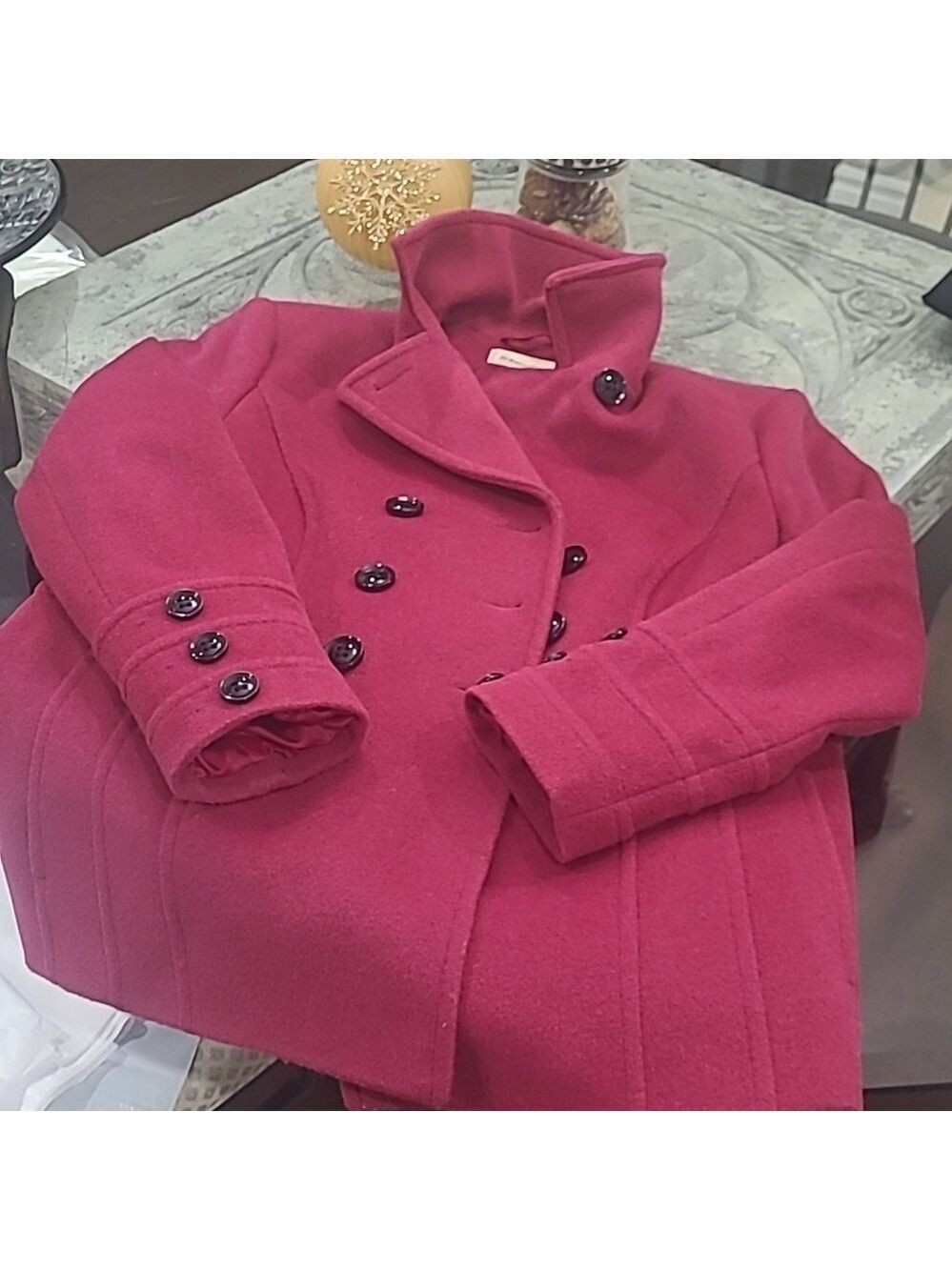 St. JOHNS BAY WOMEN'S PINK WOOL COAT LARGE